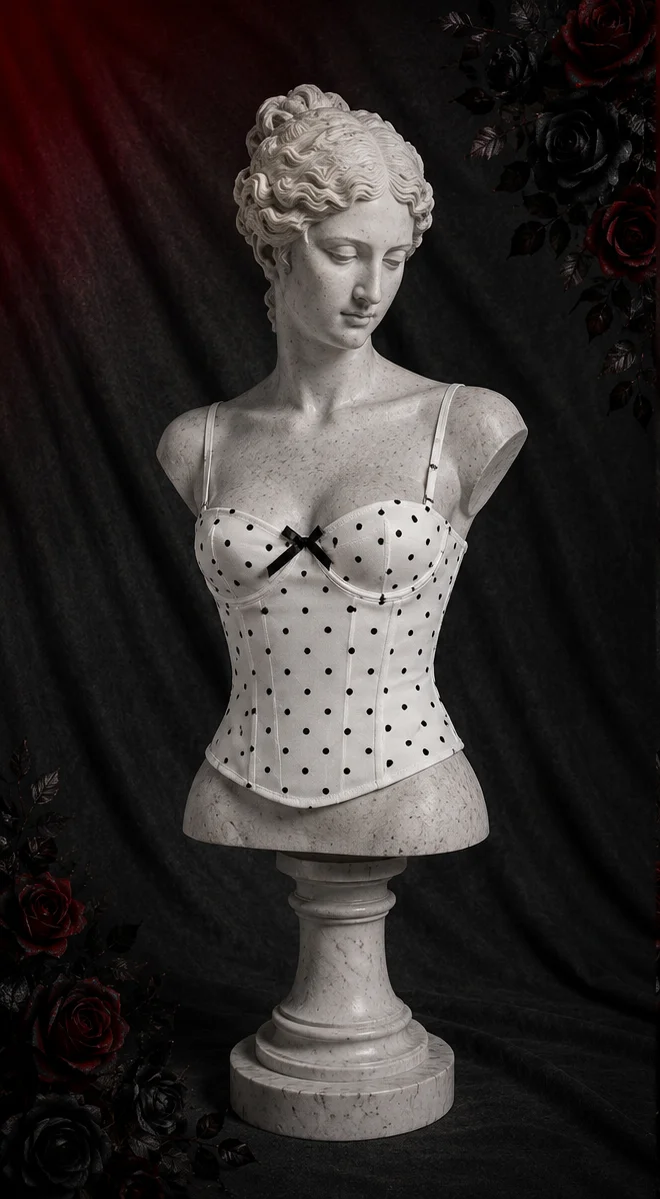 【Fragments.One Choice, No More Choices.】Hot Sweetie Dot Print Slim-Fit White Camisole