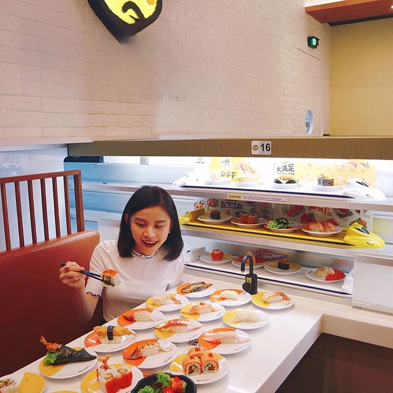 وعاء ساخن صغير دوار، توصيل الطعام الذكي، قطار صغير، سوشي دوار، نظام توصيل الطعام الذكي الأوتوماتيكي بالكامل #4