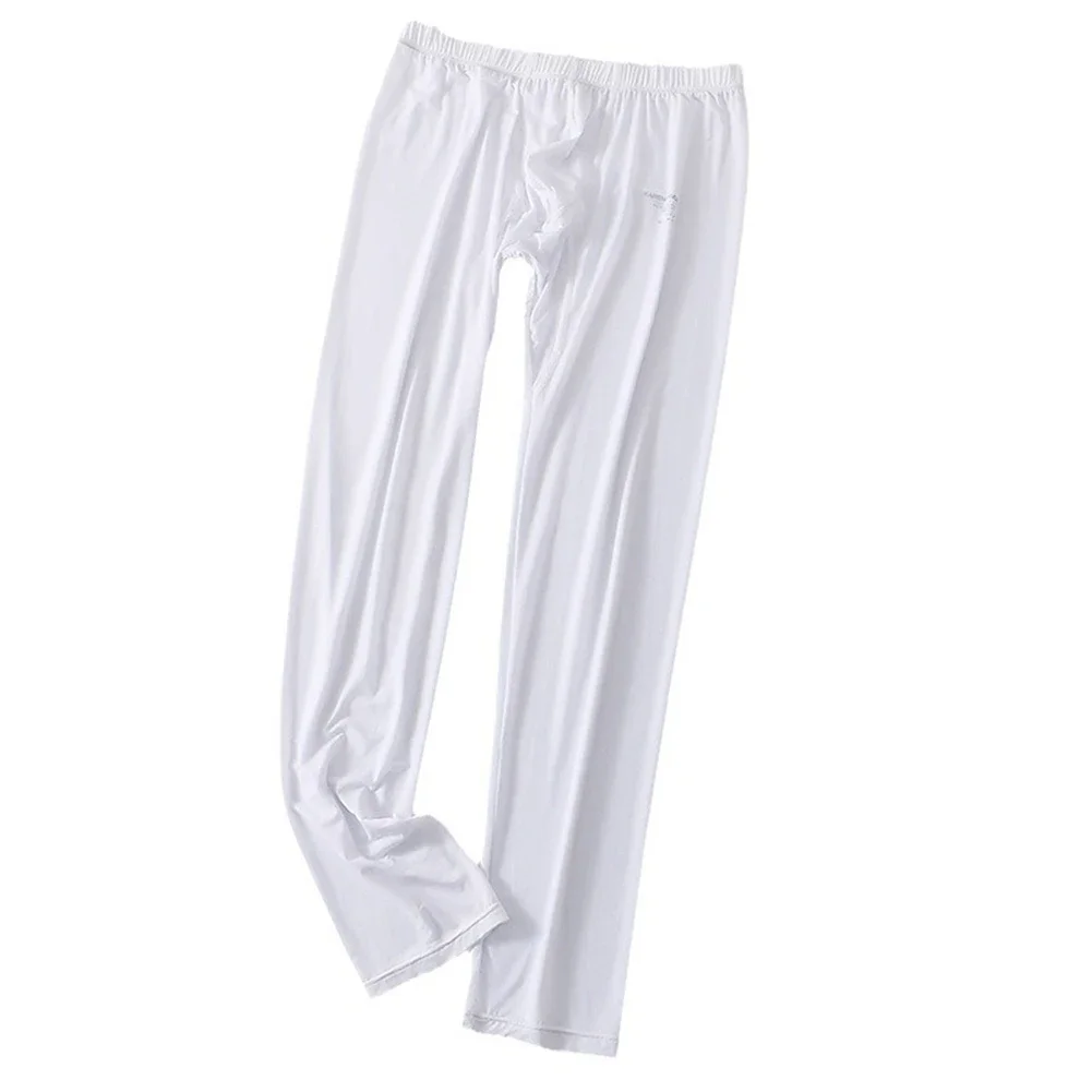 Men's Comf Lingerie Ice Silk Long Johns Homewear Bottoms Solid Sleepwear Bottom Trousers U-convex Pouch Ultra-Thin Pants