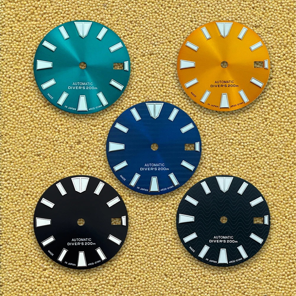 

28.5mm S Logo Dial for NH35NH36 Movement Wafers Green Luminous dive literal Watch Modification repair Accessories
