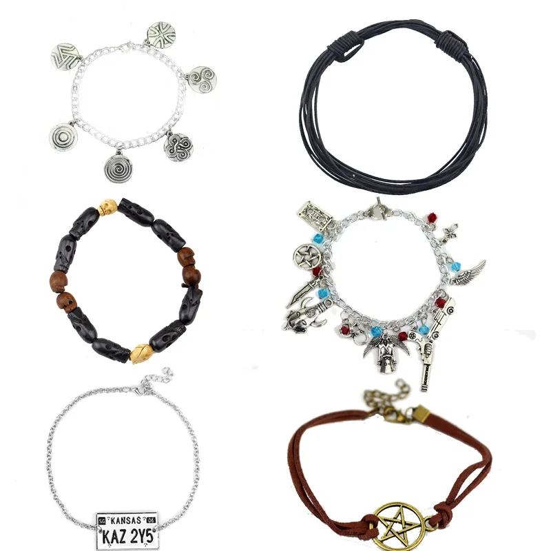 1/6pcs Movie Supernatural Dean Winchester Jensen Ackles Skull Bracelets Cosplay Accessories Replica Skull Bracelet Jewelry