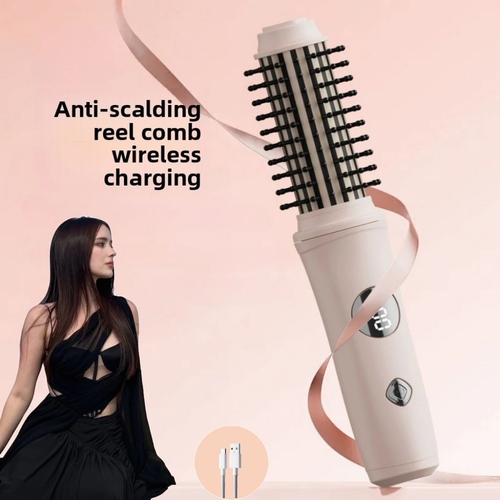 Haarglätter und Lockenkamm 3-in-1, kabelloses, tragbares Gerät, ideal für die tägliche Pflege und als Geschenk für Reisen. – Detail 2