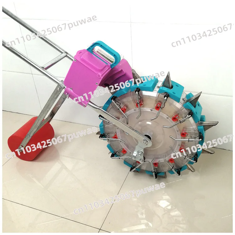 Manual Push Seeder & Fertilizer Spreader 7-Double Nozzle Planter for Corn Soybean Peanut Cotton Sowing