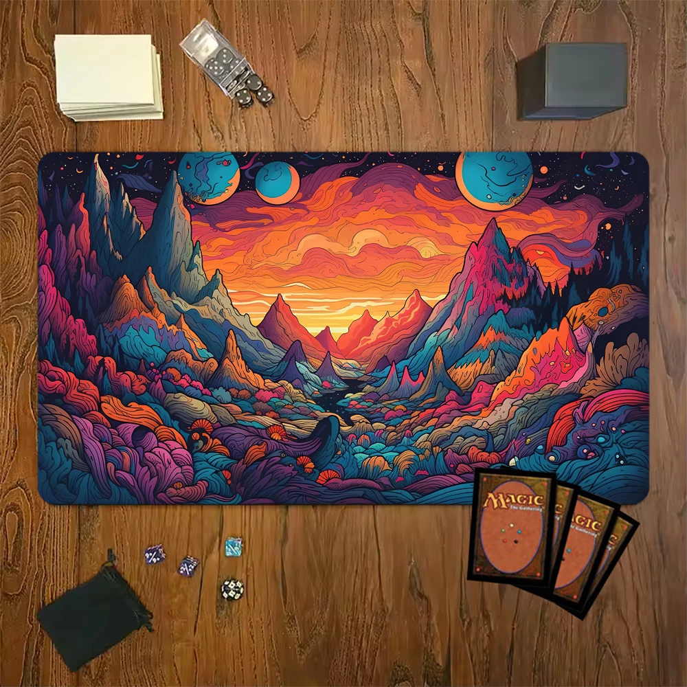 Landscape Art Magic Game Mat TCG CCG Trading Card Table 35x60cm Playmat Rubber Mouse Pad for Party Gamer PC Accessory Laptop Rug
