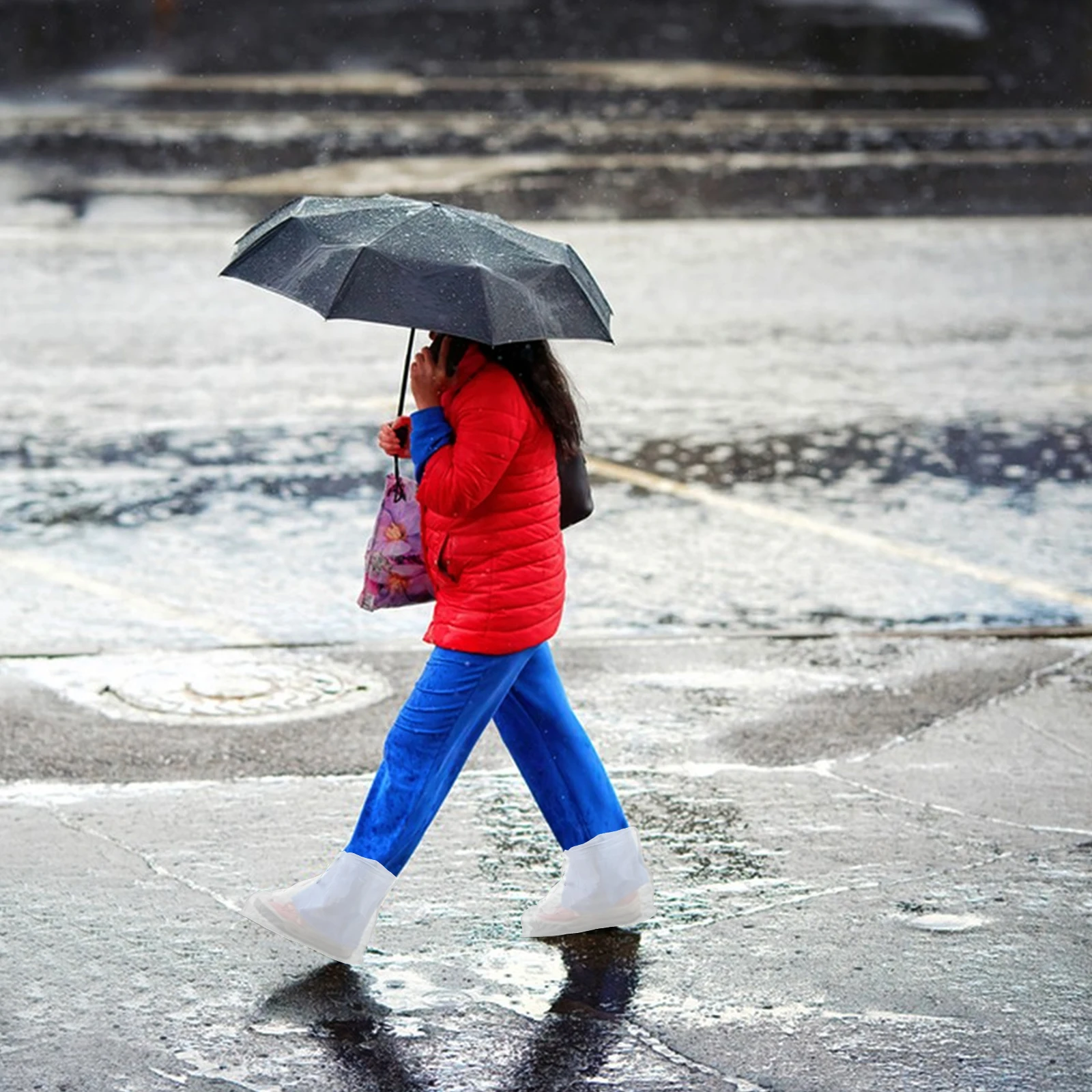 

1 Pair Disposable Waterproof Shoe Transparent Overshoes Durable Pvc Portable Outdoor Hiking Camping Fishing Rain Boot Covers For