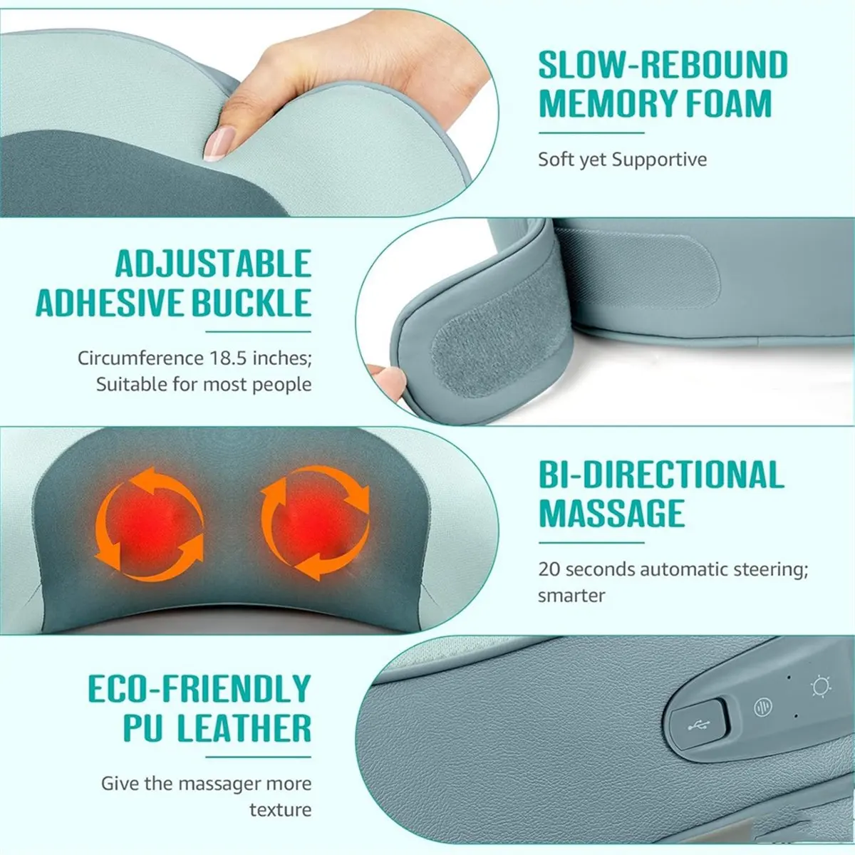 【DT56】Neck Deep Tissue Pain Relief Massager, Shiatsu Neck Massager with Heat, Rechargeable 3D Kneading Massager
