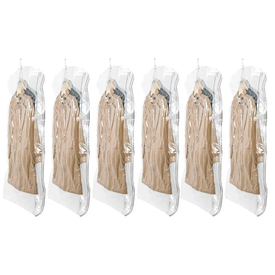 

Hanging Vacuum Sealer Storage Space Saver Bags for Clothing, Suits and Jackets, Closet Organizers, 6 Pack Jumbo Clear