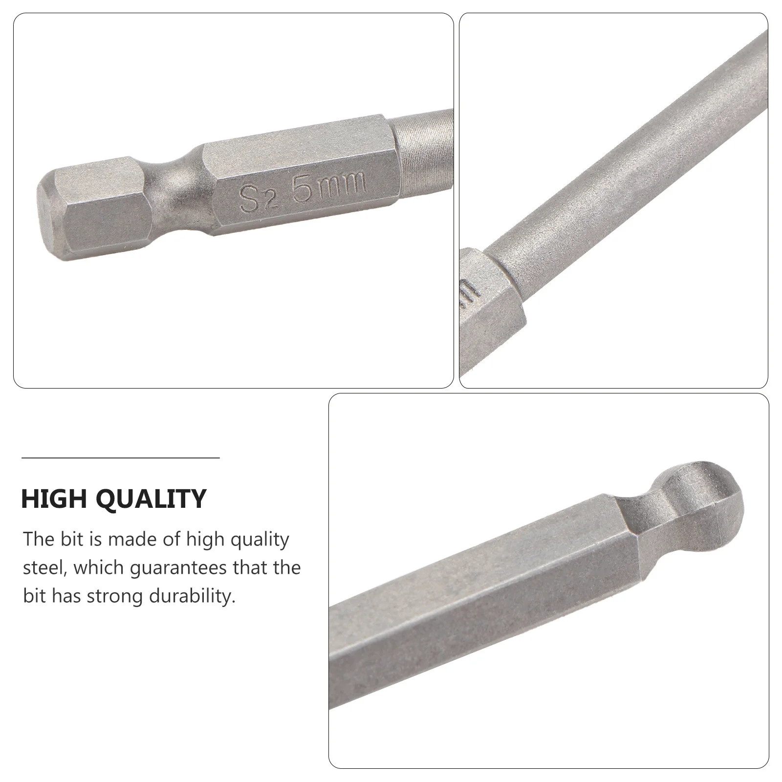 Jeu d'embouts de tournevis à extrémité sphérique magnétique en acier, tête hexagonale 2.5mm 3Mm 4Mm 5Mm 6Mm, embouts de tournevis de haute précision 100Mm de longueur 5 pièces