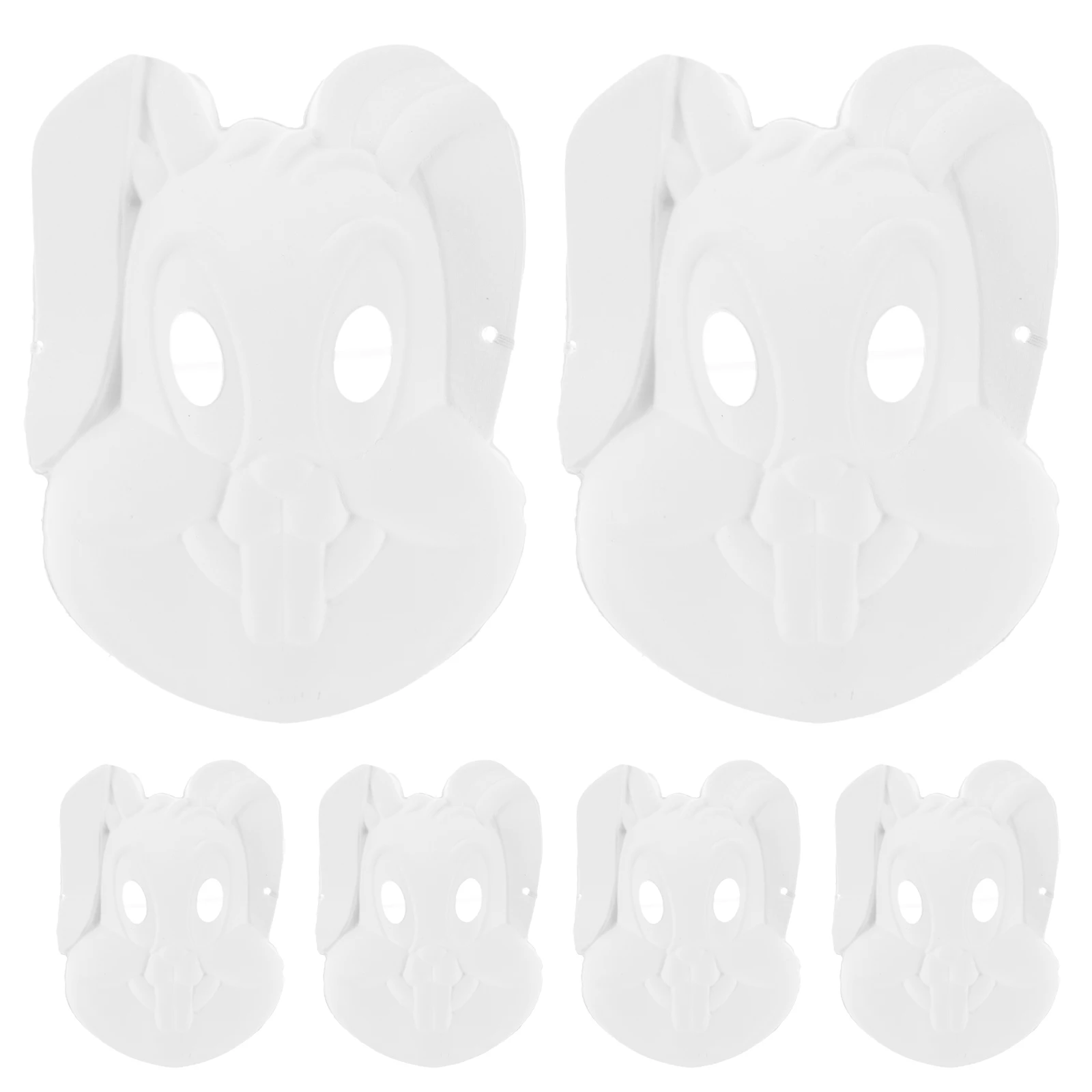 

6 Pcs Bunny Mask Half-face White Masquerade Rabbit Accessory Unpainted Animal Masks Adults Cosplay Furry Pulp
