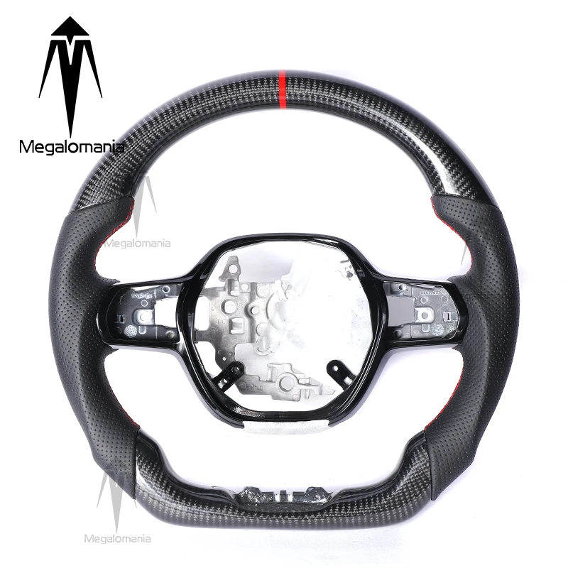 Fit For Honda Civic 11th Gen 2022 2023 2024 2025 Car Leather LED Carbon Fiber Racing Steering Wheel