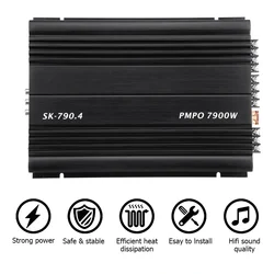 4-Channel 12V Sound Power Amplifier Class A/B Digital Stereo Surround Passive Subwoofer Audio Amplifier s For Home Car Max 7900W