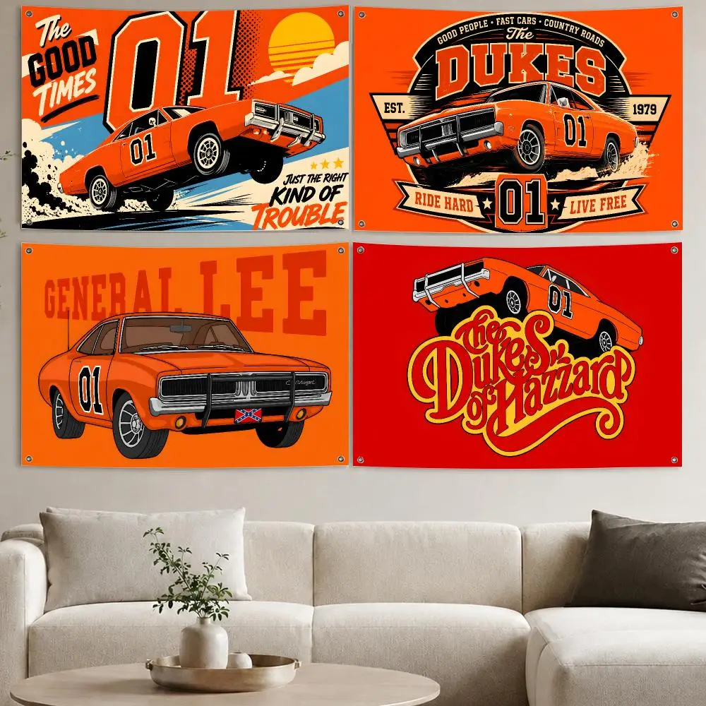 The Dukes of Hazzard Flags Aesthetic Wall Tapestry Printed Wall Hanging Living Room Party Outdoor Decor