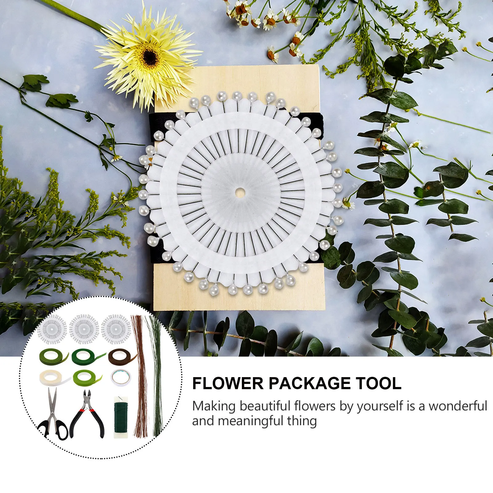 مجموعة واحدة من أدوات صنع الزهور DIY ملحقات حزمة الزهور المتينة للزهور المجففة لتغليف الهدايا أداة حزمة الزهور اليدوية