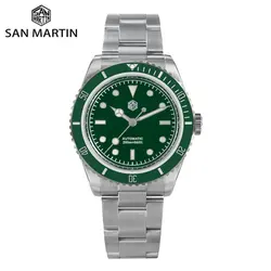 San martin 38mm vintage 6200 relógio masculino nh35 água fantasma automático relógio de pulso mecânico BGW-9 lume 20bar zegarek męski SN0004-4