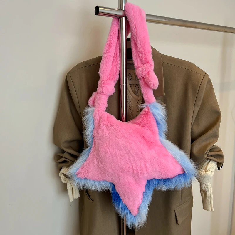 

Velvet Large Capacity Star Shoulder Bags Patchwork High Quality Women's Bags on Sale 2025 New Sweet Fashion Women's Handbags