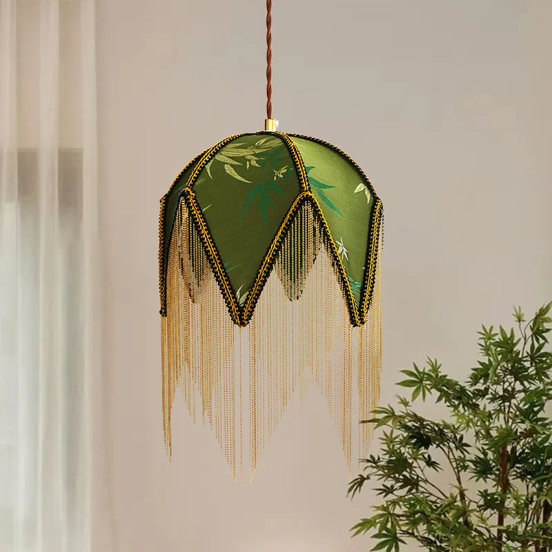 Medieval tassel French retro fabric B & B dining room small chandelier American living room bedroom study light