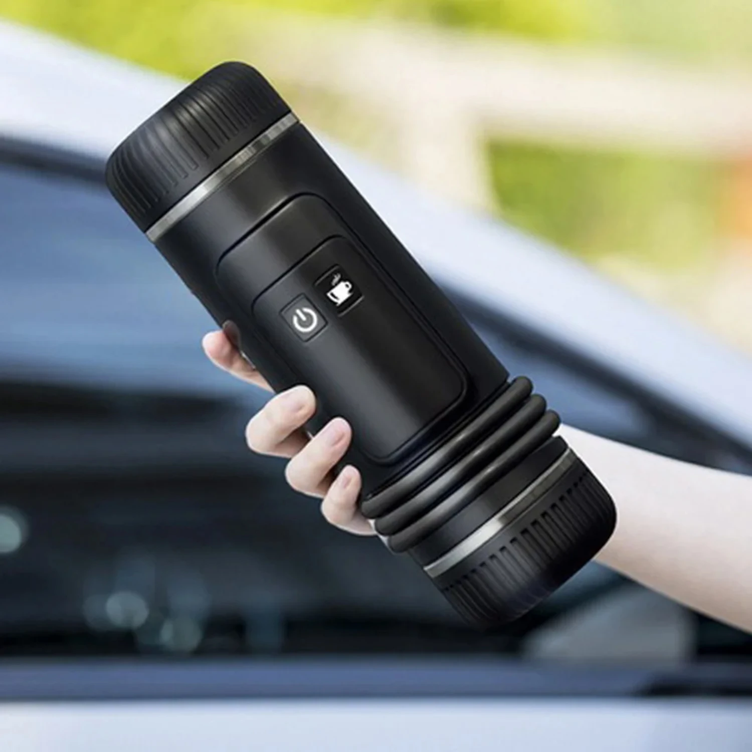 Caffettiera portatile Riscaldamento ricaricabile 12V Capsule di caffè per auto Caffè freddo Macchina per caffè espresso Viaggi Campeggio Escursionismo