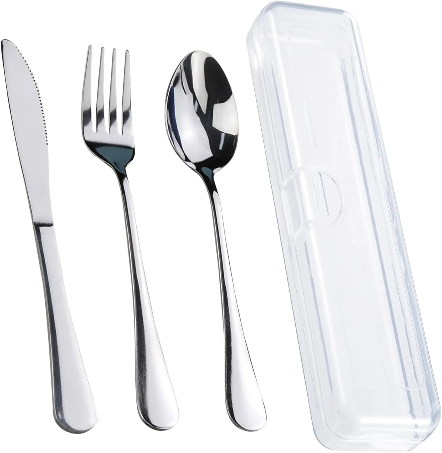 

4PCS Premium Travel Utensils With Case, Stainless Steel Reusable Portable Utensils Set With Case, Lengnoyp Travel Silverware Set