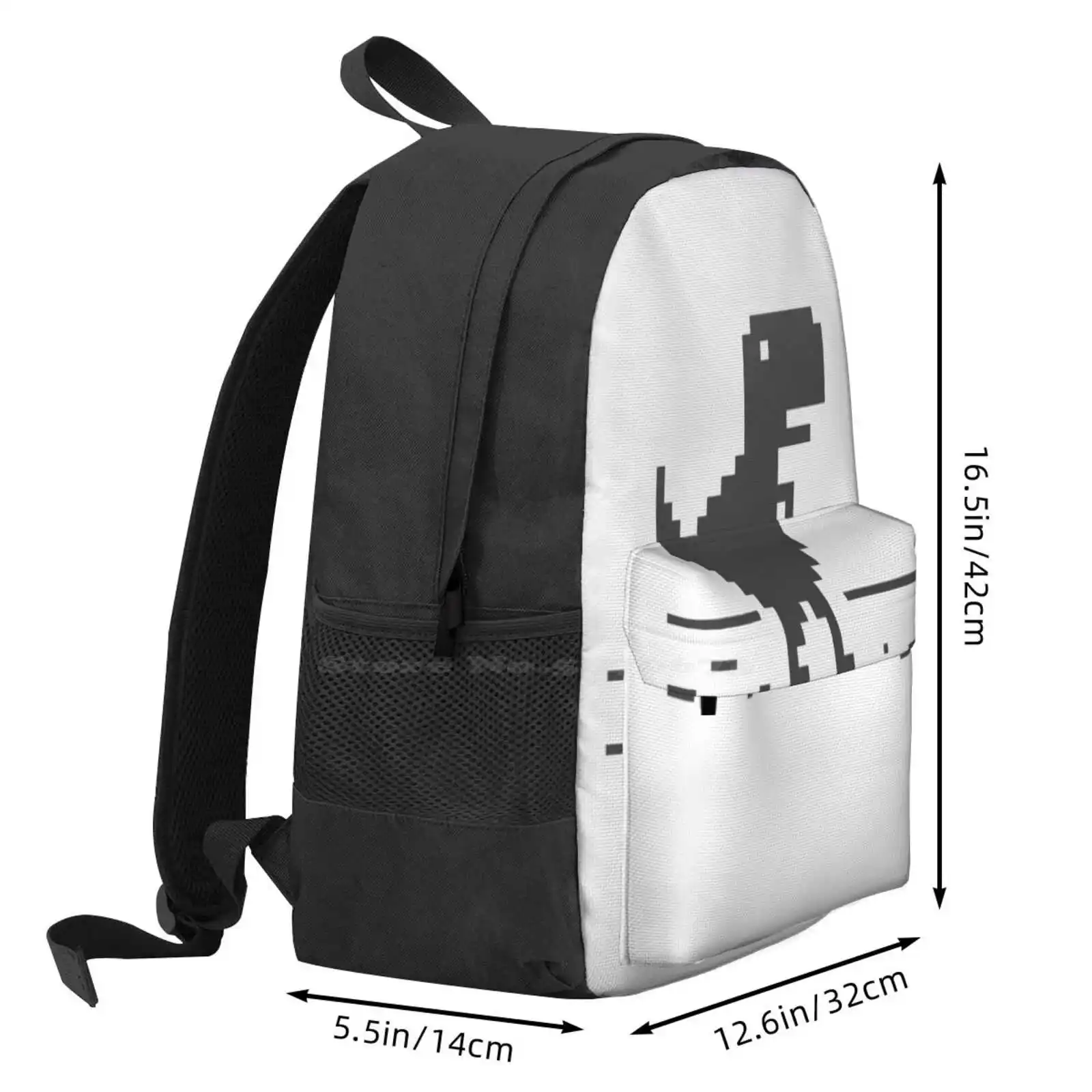 Google Chrome'S Dino Hot Sale Schoolbag Backpack Fashion Bags Browser Pixelart 1Bit 8Bit Chrome Google Dinosaur Easteregg Funny