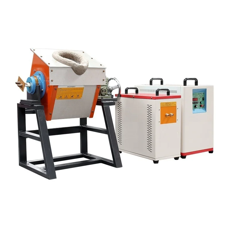 Horno de calefacción por inducción de frecuencia media pequeña, equipo de calor para horno de fusión de metales, oro, plata, cobre, hierro y aluminio