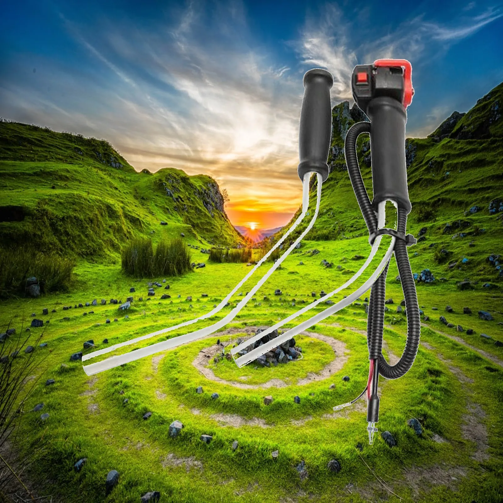 Brush Cutter Throttle Switch Assembly Replacement Handle for Gas Trimmer Weed Mower Control Lever with Wire Cable