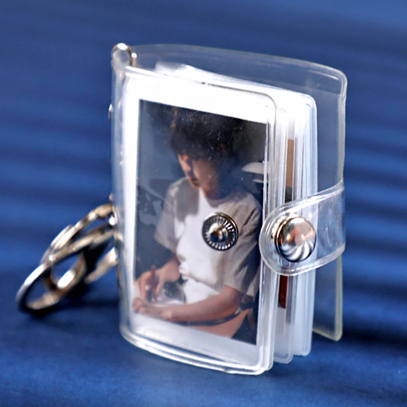 1PC Pockets Portable Key Chain Jewelry Photos Holder 1/2 Inch Mini Photo Albums For Photos Cards Small Album Book Card Holder