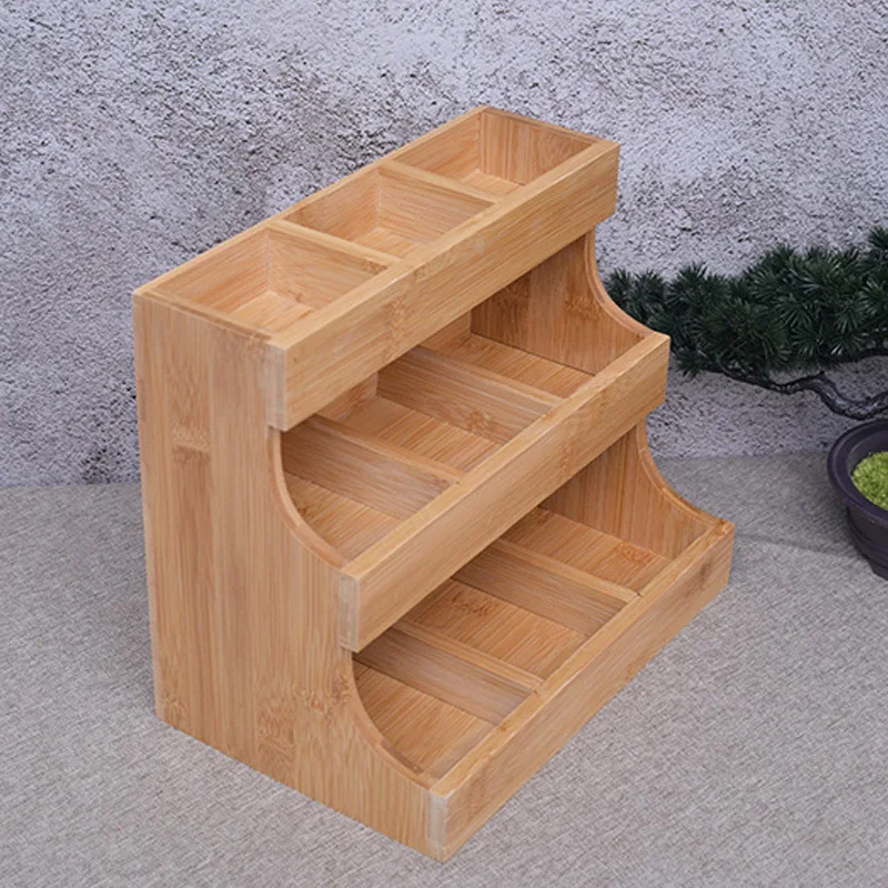 

Solid Wood Multi-layer Storage Box, Desktop Organizer Rack for Tea Bags & Snacks