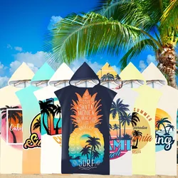 Printed Palm tree Microfiber Fabric Adult Bath Towels Beach Towel Changing Bathrobe Cloaks Hooded Swimming Gym Fitness Towels