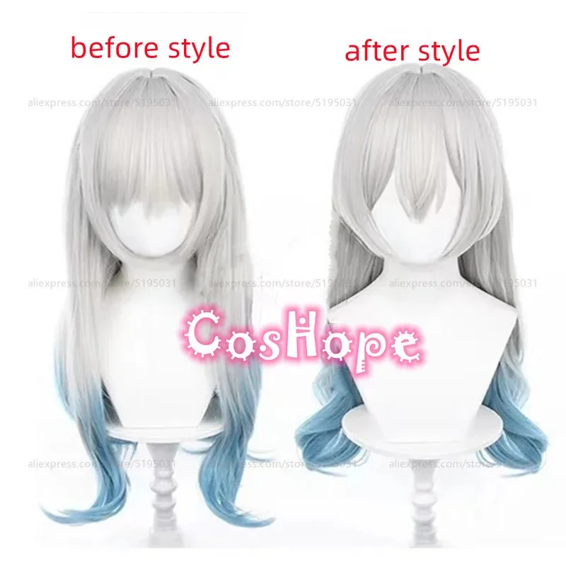 

Vivi 2025 HSR Firefly 60 см длинный прямой серебристо-серый синий парик с градиентом косплей аниме парики термостойкие синтетические