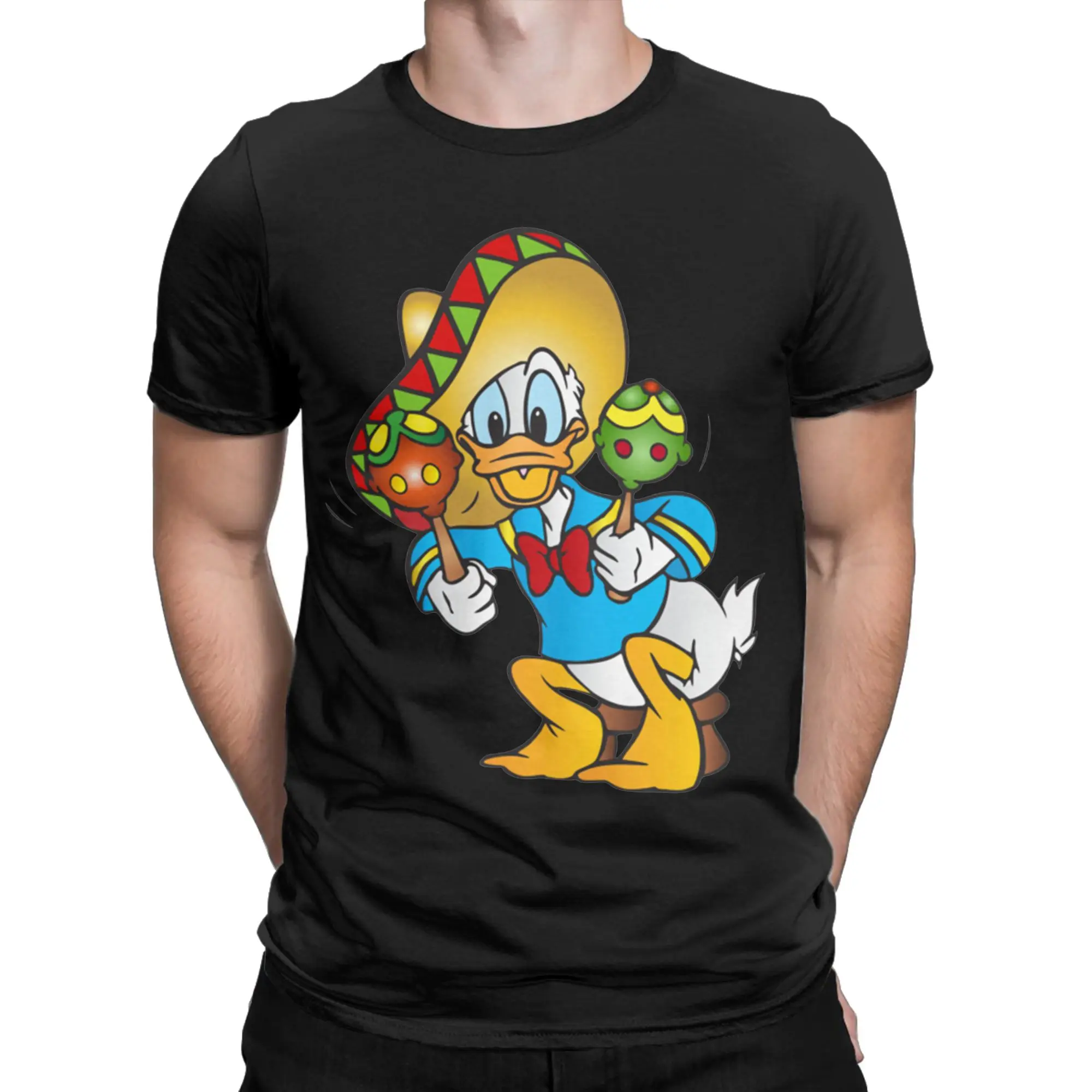 تي شيرت رجالي من دونالد داك مضحك كارتوني ملابس قطنية نقية رائعة بأكمام قصيرة ورقبة مستديرة تي شيرت صيفي