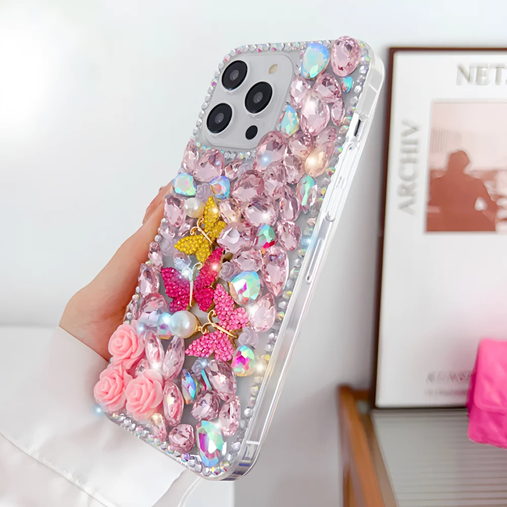 Роскошный блестящий чехол для телефона с 3D бабочкой и камелией для XiaoMi Poco X7 Pro 5G X6 X5 X4 X3, чехлы с блестками