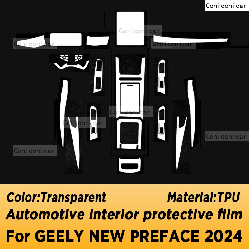 For GEELY New Preface GL GF 2024 Gearbox Panel Navigation Screen Automotive Interior TPU Protective Film Anti-Scratch Sticker