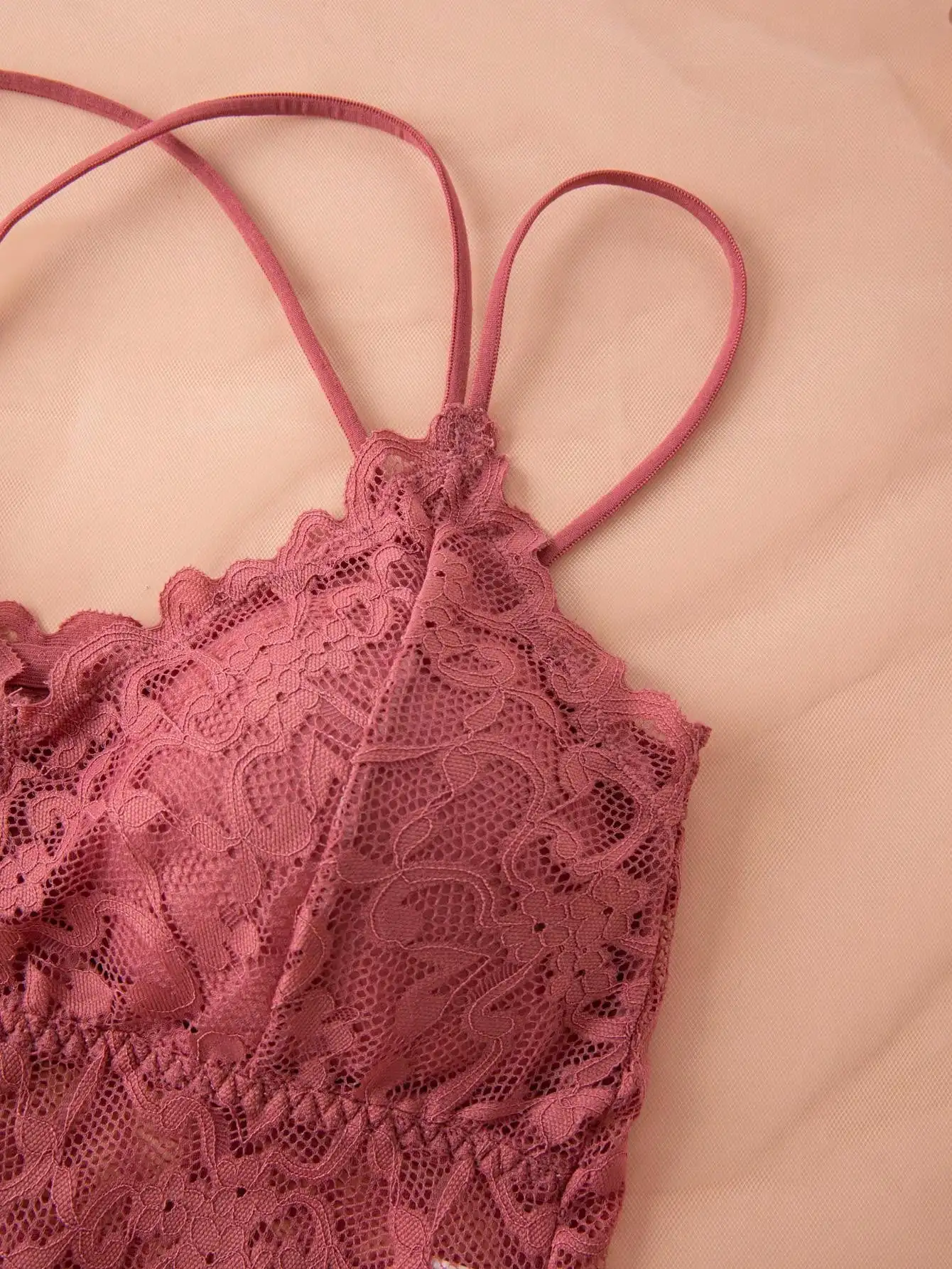 Conjunto de Lingerie de Renda com 5 Peças, Sutiã Sem Arame e Shorts Combinando para Primavera e Verão