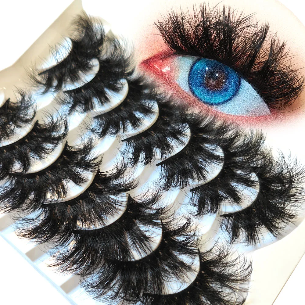 ICYCHEER 7ペア ドラマティックまつげ ロング＆ボリューム 25mm ロングアイラッシュ フェイクミンク 3D メッシーアイラッシュ フルストリップ ソフト 再利用可能