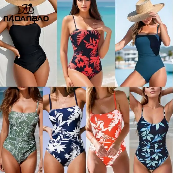 Nadanbao One-Piece Bodysuit Swimsuit Women Sexy Slip Swimwear Female Halter Backless Beach Party Surfing Beachwear