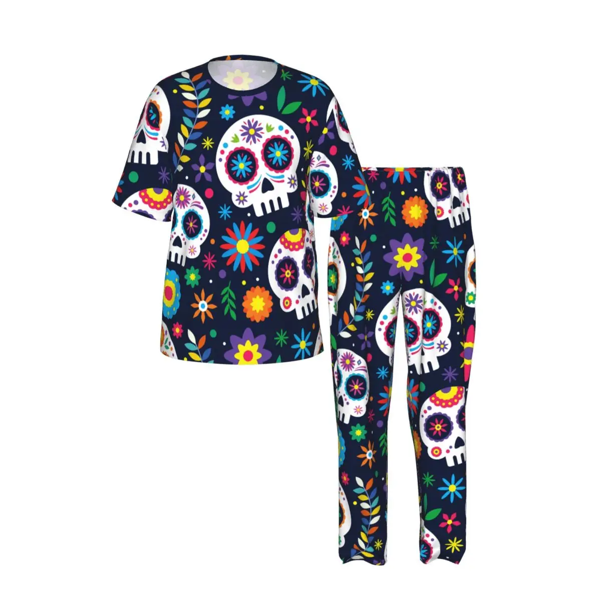 Immagine 3: Pigiama da uomo a maniche corte, due pezzi con pantaloni, Dia De Muertos, Day Of The Dead, abbigliamento da casa, pigiama.