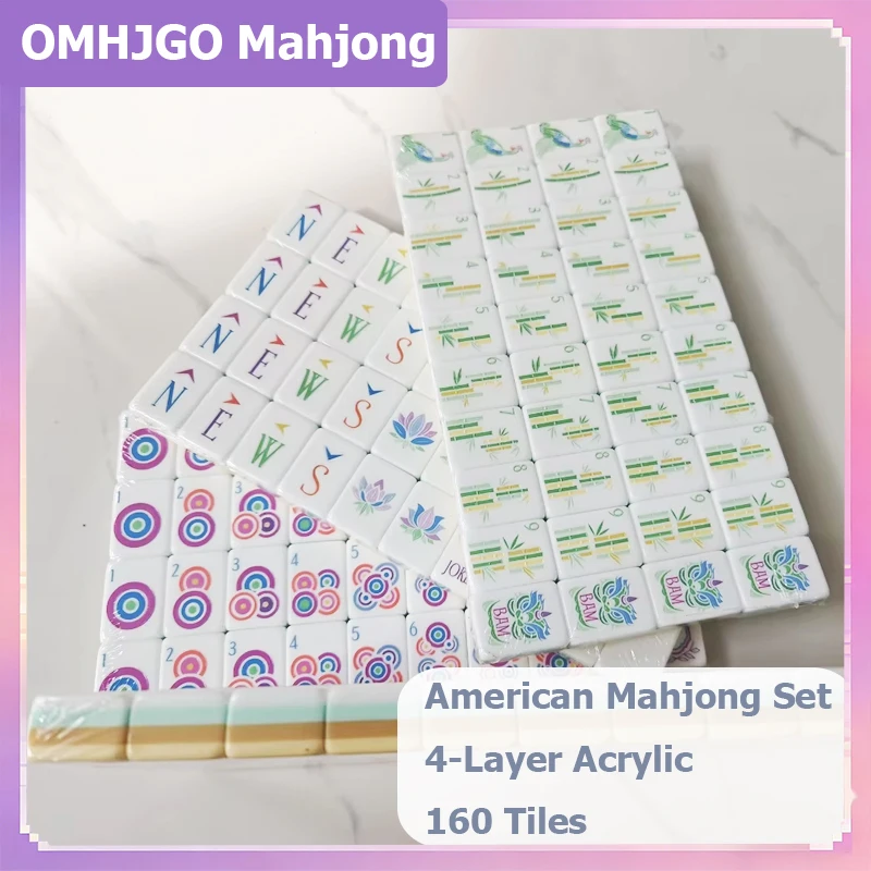 

In Stock Yellow 4-Layer Acrylic Mahjong Tiles American Mahjong Set 160 Tiles Mah Jongg Portable Travel Party Game Surprise Gifts