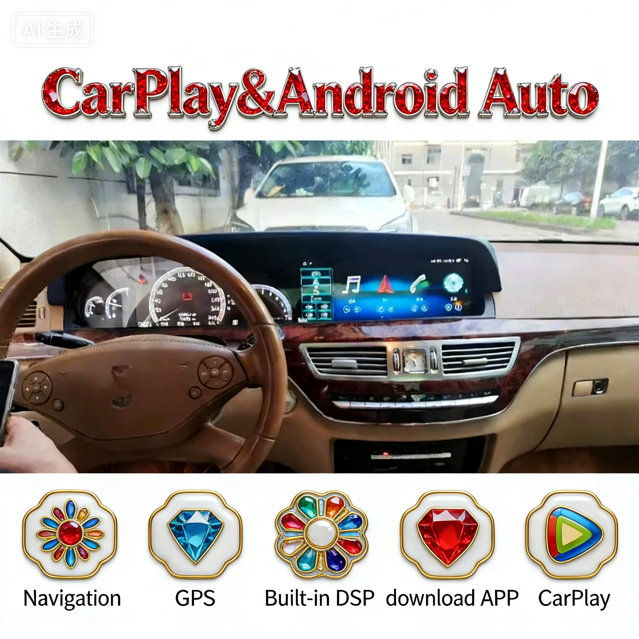 

12.3“ Android Touch Screen Auto For Benz S W221 CL W216 2005-2013 Carplay Monitor Multimedia Player Bluetooth Head LHD RHD