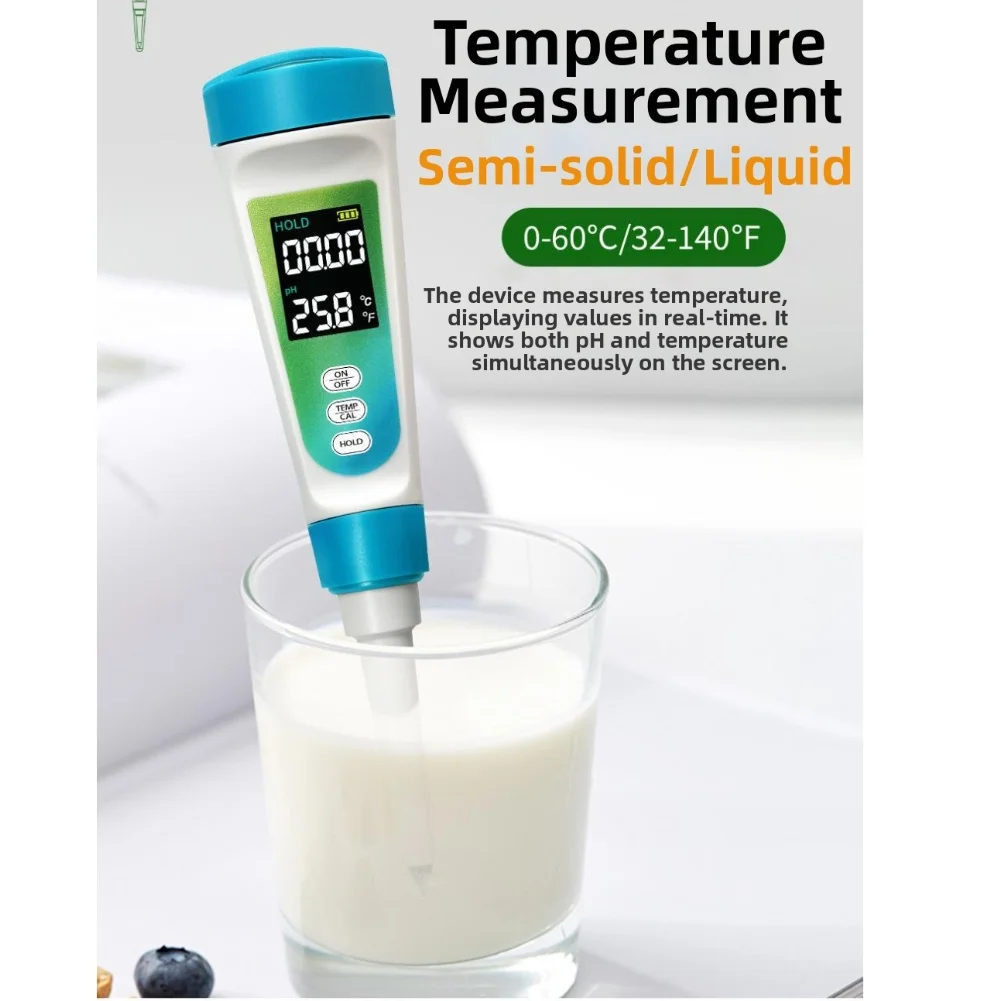 

Food PH Tester with LCD Display for Quick and Accurate PH Testing in Food and Liquids with Temperature Compensation