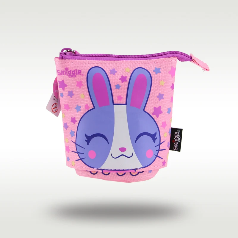 Australia Smiggle Original Children\'s Pencil Case Girls Clutch Bag Pink Rabbit Retractable Pencil Holder Kawaii Stationery Bags