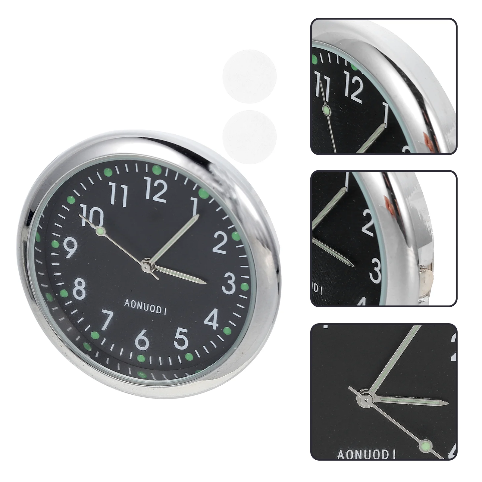 

Car Digital Clock Metal Stick on Clocks Simple Decorative Small Luminous One-button Start Mini