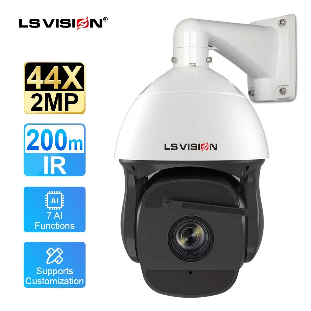 LS VISION 2MP 44x Zoom/ 4MP 32x Zoom/ 8MP 37x Zoom 200m IR IK10 AI Intelligent Video Analysis High Speed Dome IP PTZ Camera