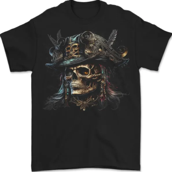 

Pirate Skull 5 Mens T-Shirt 100% Cotton Outdoor casual fashion trendy T-shirt