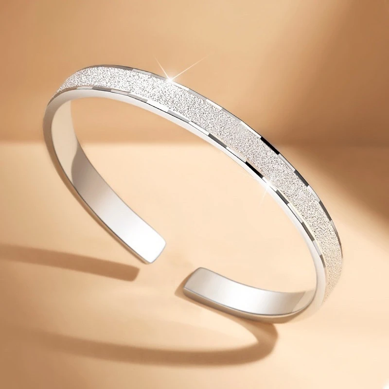 Luxury Solid 999 Sterling Silver Starry Sky Cuff Bracelet Women Elegant Open Design Silver Bangle Anniversary Gift For Wife Girl