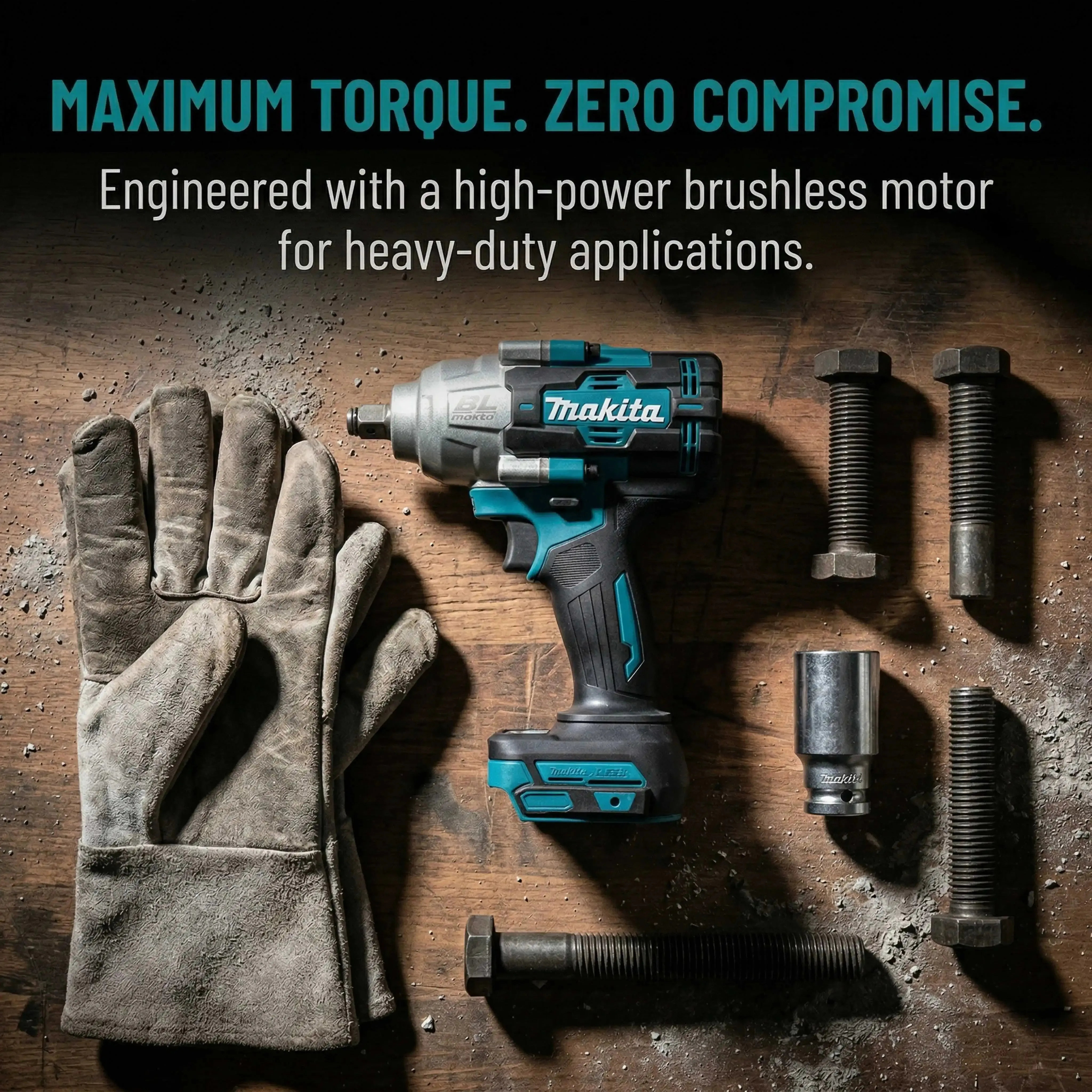 Makita 1000N.m Brushless Electric Wrench 2000RPM Cordless High Torque Power Tool Kit for Auto Repair Construction Work Use
