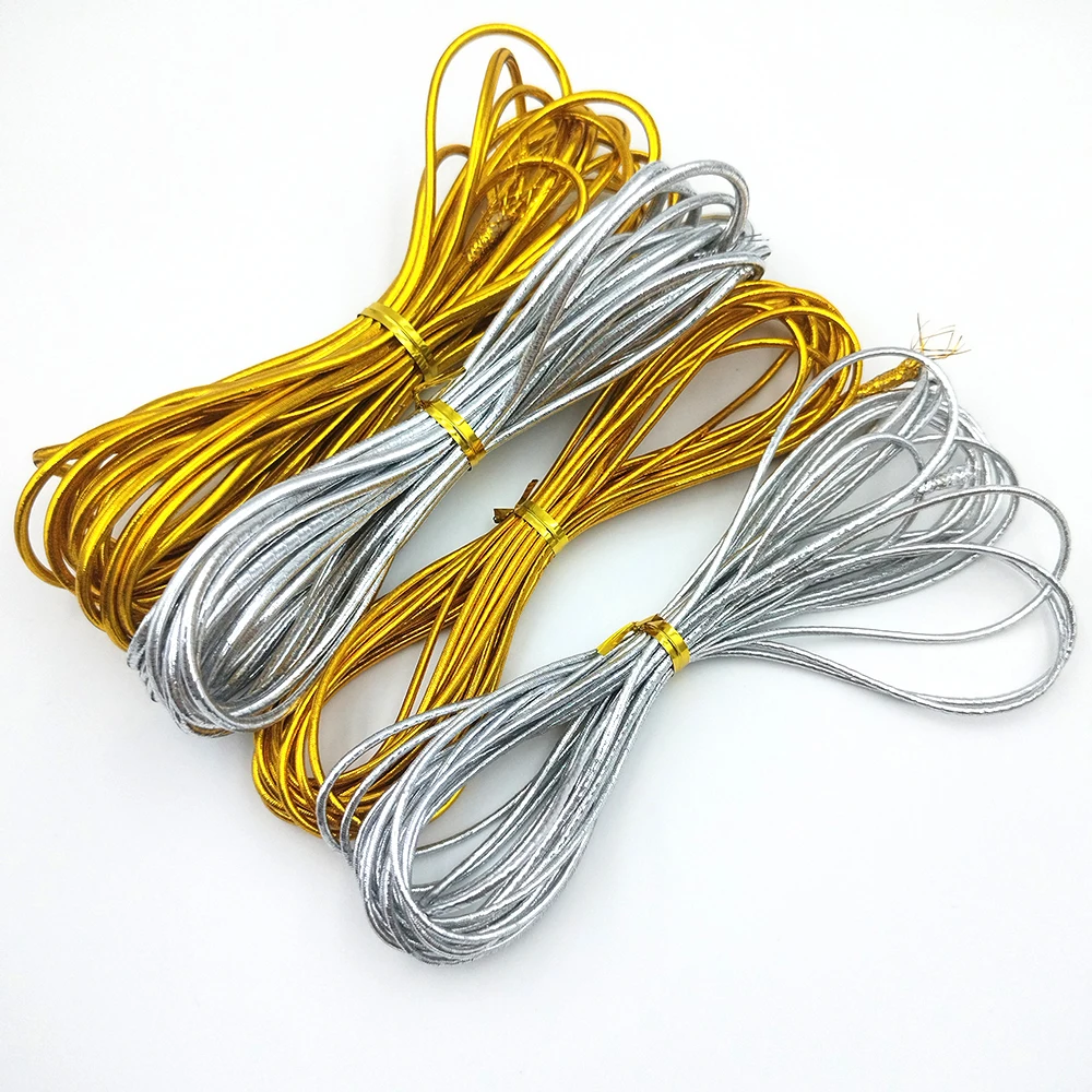 5Meter Diameter 1.8/2.5MM Gold And Silver Elastic Rope, Round High-Elastic Rope DIY Gift Packaging Craft Clothing Label Tag Rope
