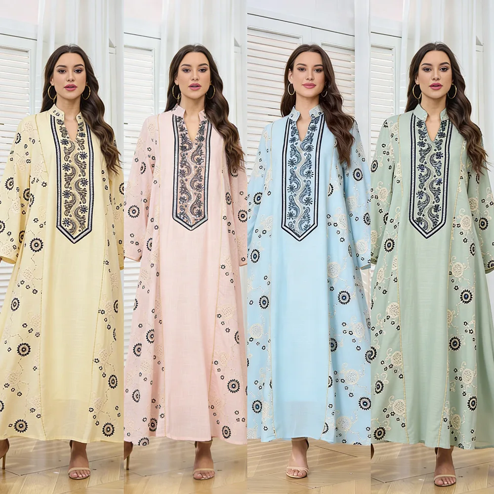 Muslim Dress Women Eid Abaya Party Dresses Long Robe Dubai Sequins Embroidery Saudi Vestidos Morocco Jalabiya Ramadan Abayas