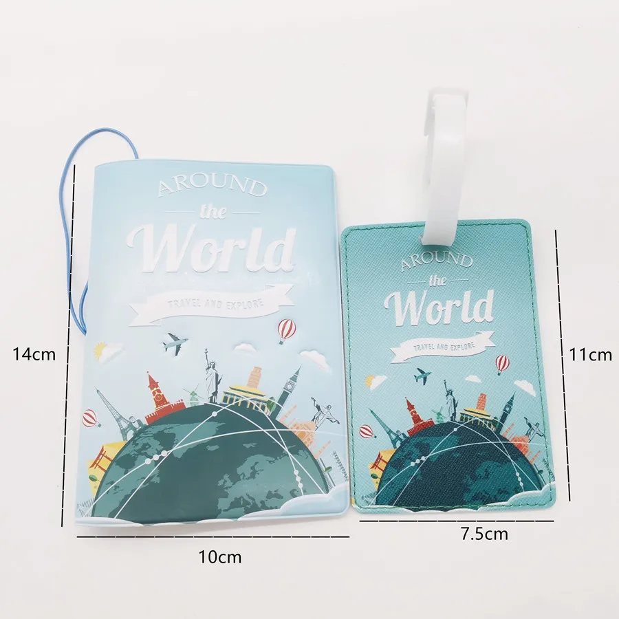 2PCS/Set Travel Passport Cover LuggageTag  for Woman Men ID Address Card Holder Portable Tourism Accessories