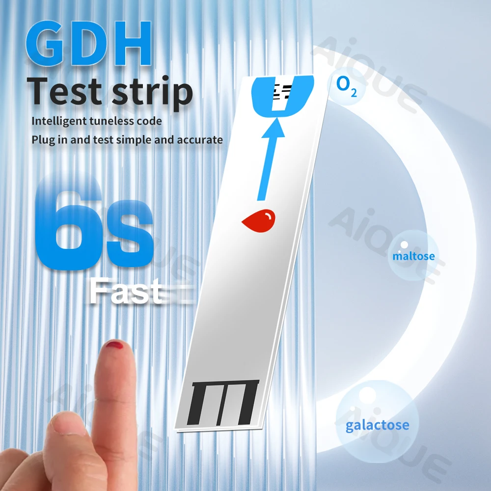 AiQUE Blutzuckermessgerät GDH Glucometer 50/10 Streifen Kit Komplettset Glukoseteststreifen Medizinischer Diabetes 6S Holen Sie sich die Ergebnisse schnell – Detail 4