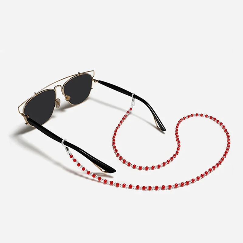 Mode Frau Sonnenbrille Kette Zylinder Perle Kette Anti-Fallende Gläser Brillen Schnur Halskette Geschenk für Weibliche Maske Lanyard